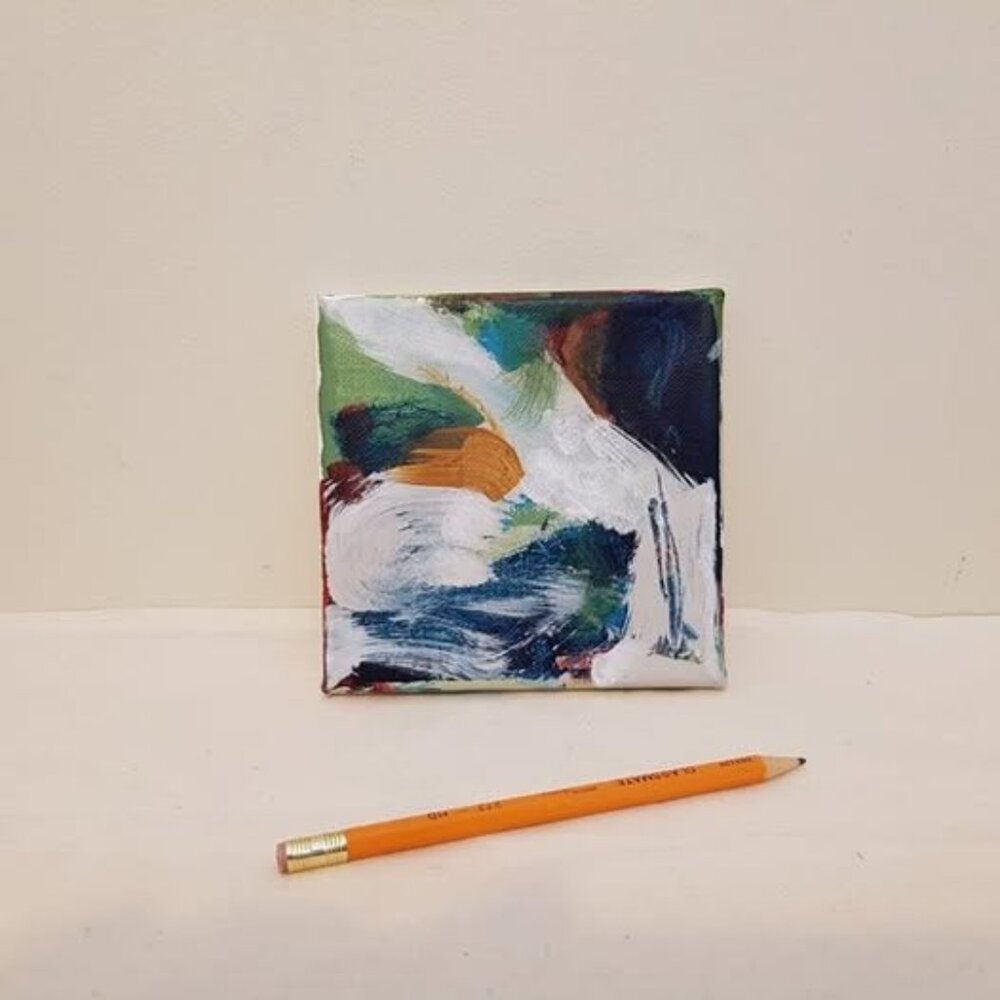Original abstract acrylic painting on canvas. Size: 5 x 5 inches
